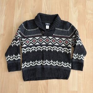 OshKosh B'gosh Kids Charcoal and White Patterned Sweater 3T NWOT